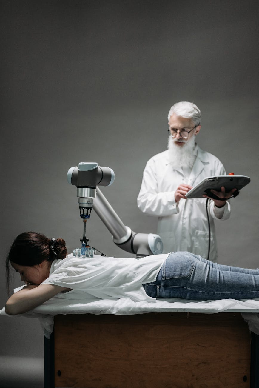 a scientist testing a device